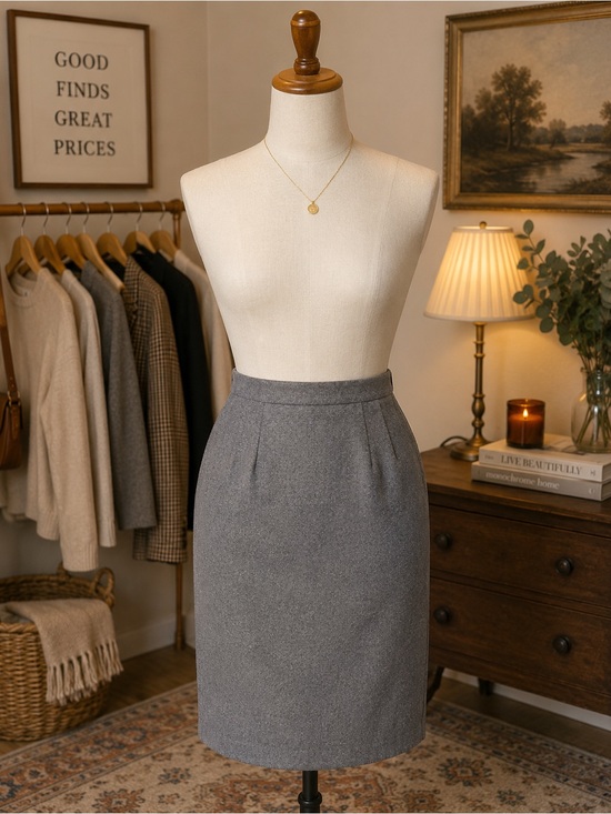 Jennifer Moore Dresses & Skirts - Jennifer Moore Vintage 100% Wool Gray Pencil Skirt Fits XS/S Petite